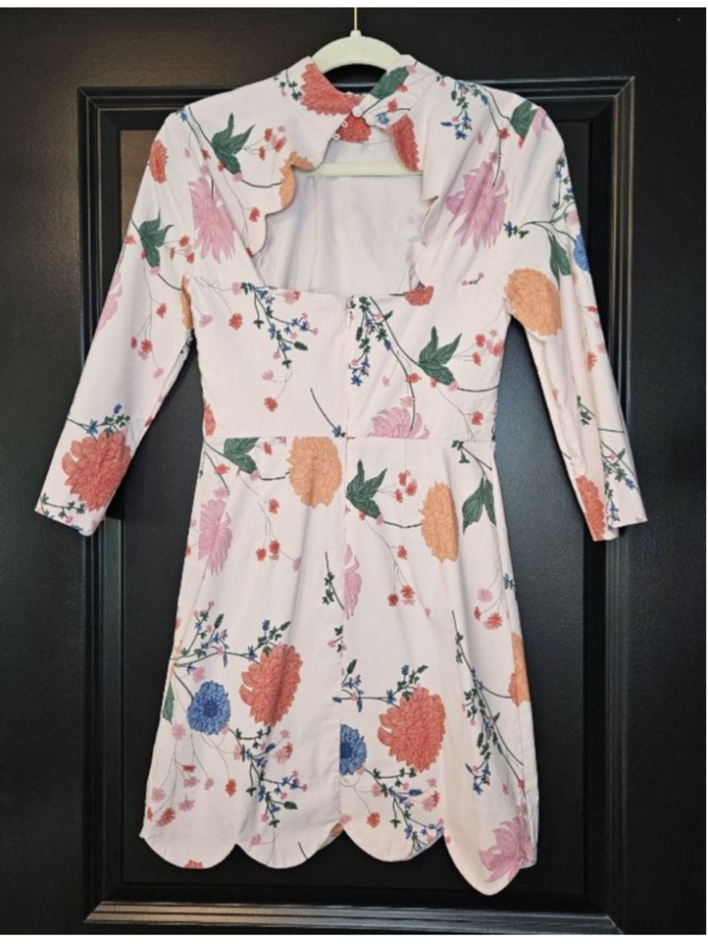 Maeve by Anthropologie Mock-Neck Stretch Shift Scallop Mini Dress XS 2 - Picture 5 of 8